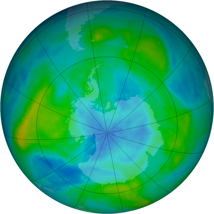 Antarctic ozone map for 05 March 1981